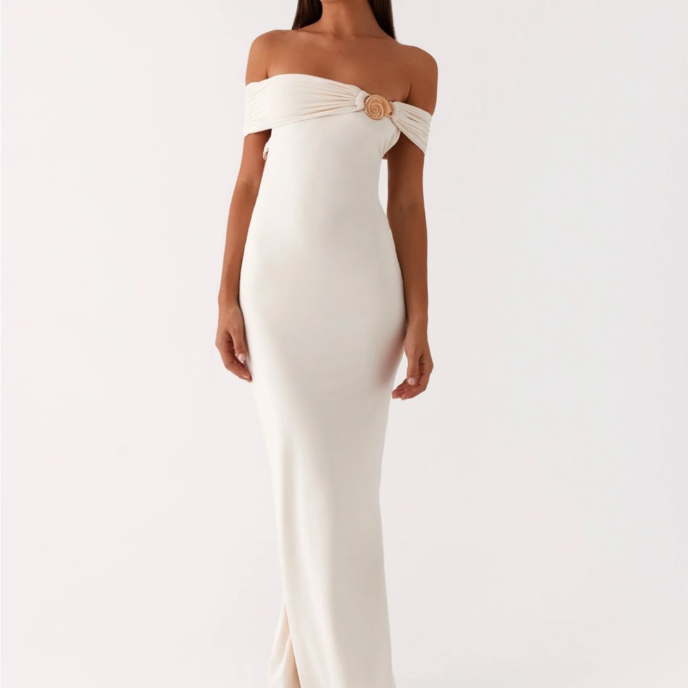 Peppermayo Off-Shoulder Cream Dress